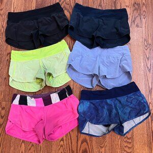 Lululemon Womens Workout Running Shorts Bundle - 6 Pairs - Size Small